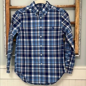 Boys polo, Ralph Lauren, long sleeve button-down size small blue plaid